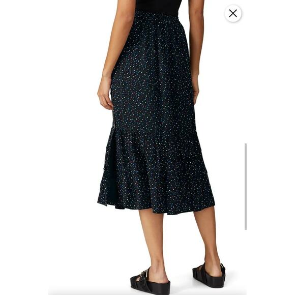 NWOT Coach Tiered Midi Skirt with Snaps Ruffle Hem Dots Multicolor Silk Size 6 - Picture 2 of 8